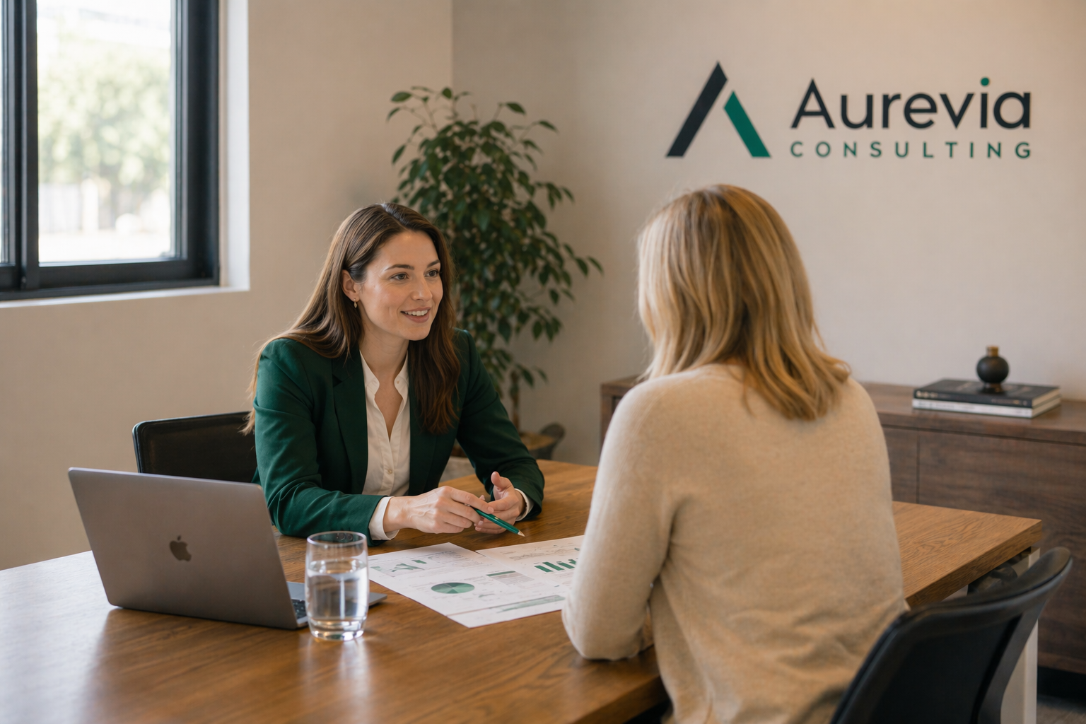 Aurevia-Beraterin im persönlichen Gespräch mit einer Mandantin