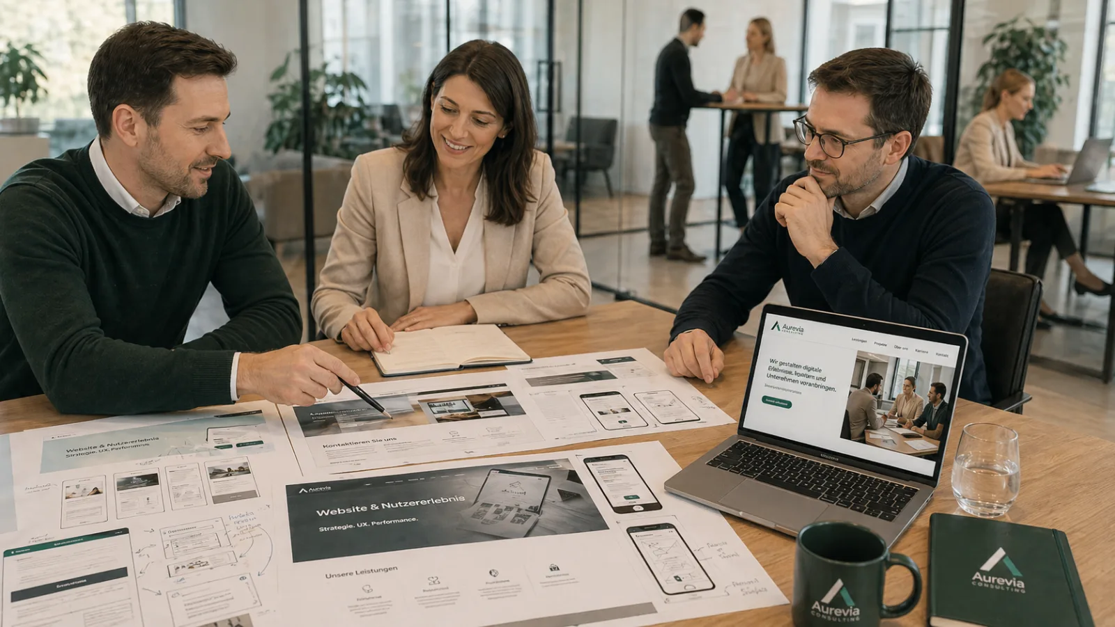 Aurevia UX-Beratung mit Wireframes und Website-Mockups